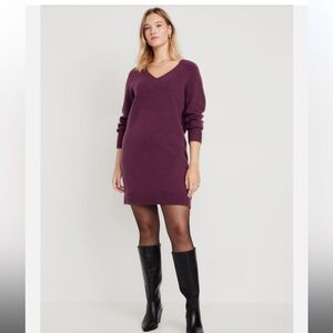 Old Navy Women's SoSoft Mini Sweater Dress Cherry Bark Long Sleeve